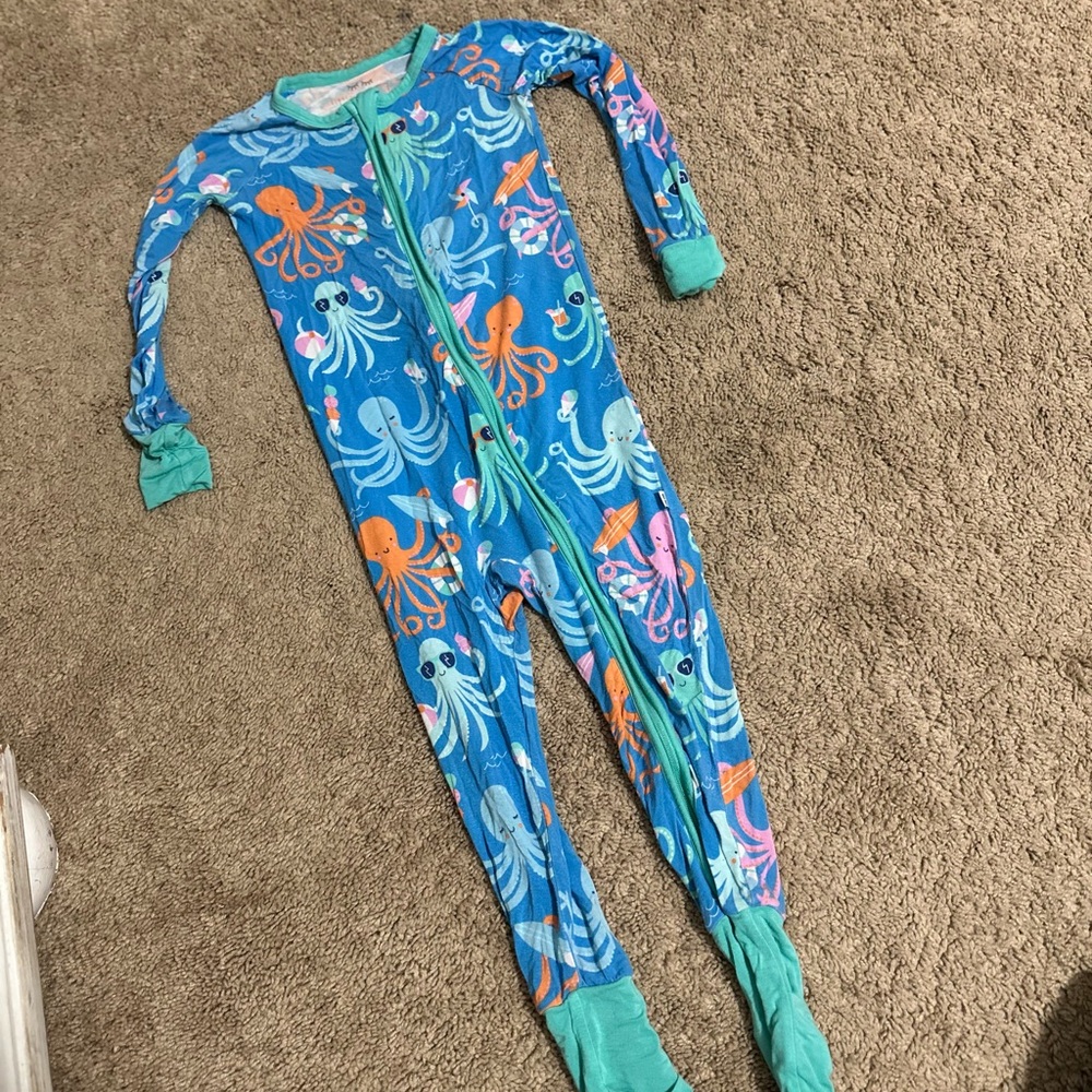 Little Sleepies Blue and Orange Octopus Footie